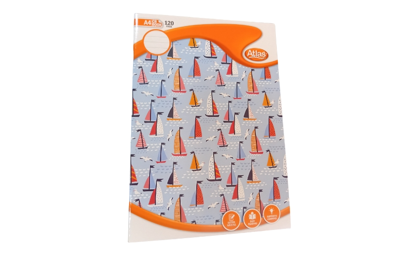 ATLAS A4 CR BOOK - SINGLE RULED 120 PAGE