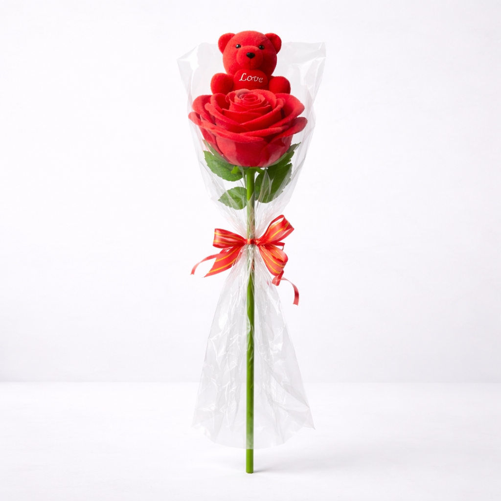 BEAR WITH LARGE SIZE ROSE