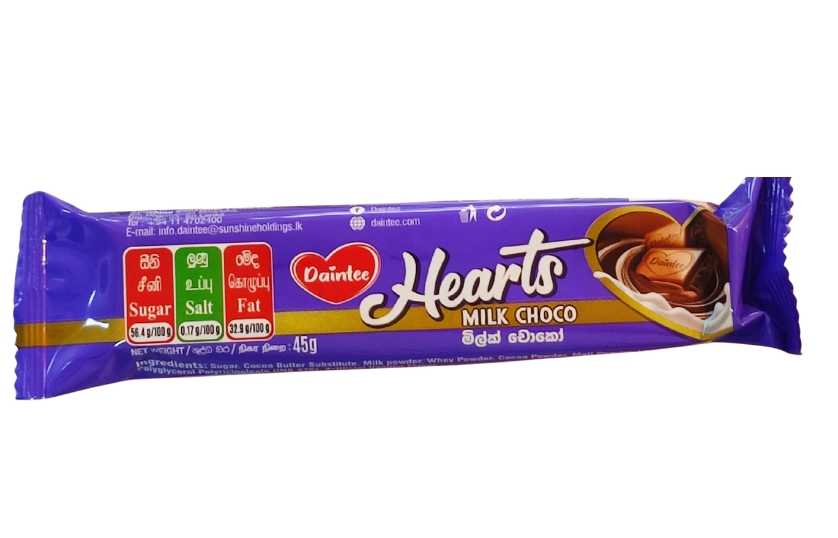 DAINTEE HEARTS MILK CHOC 45G