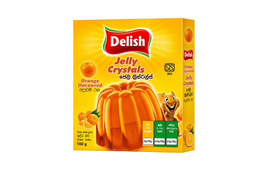 DELISH JELLY CRYSTALS STRAWBERRY + ORANGE 100G
