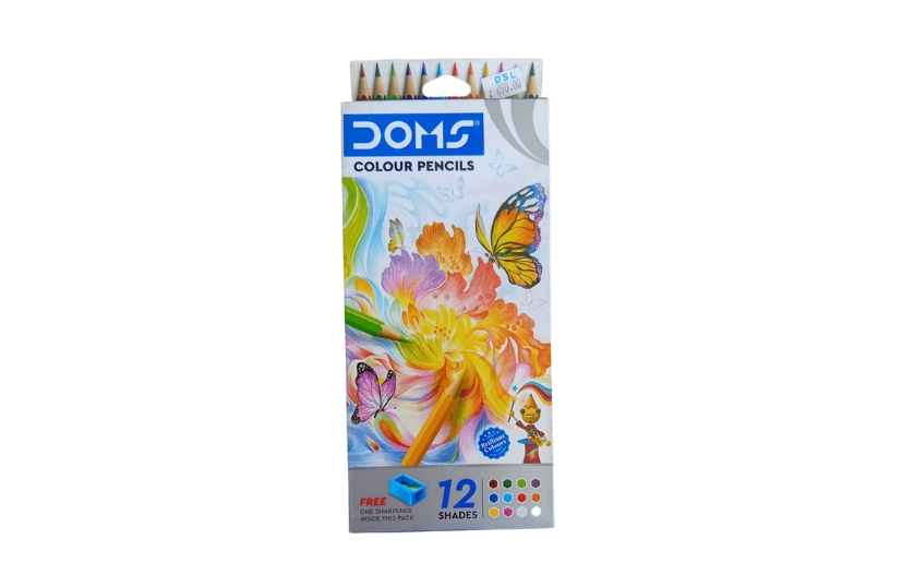 DOMS COLOUR PENCILS-12 SHADES 