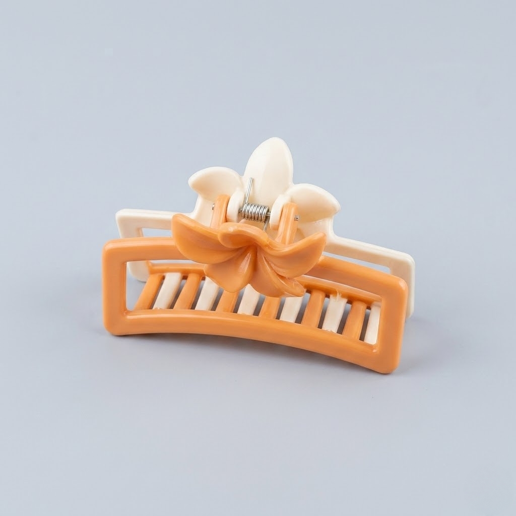 DUAL SHADE FLOWER RECTANGULAR CLAW CLIP