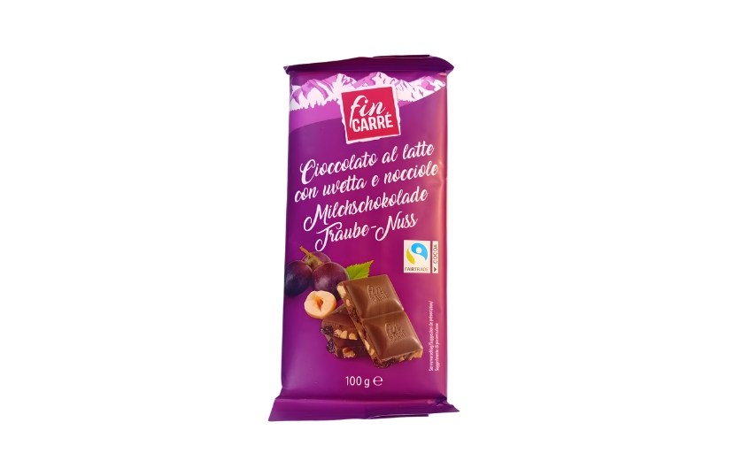 FIN CARRE FRUIT AND NUT MILK CHOCOLATE 100G