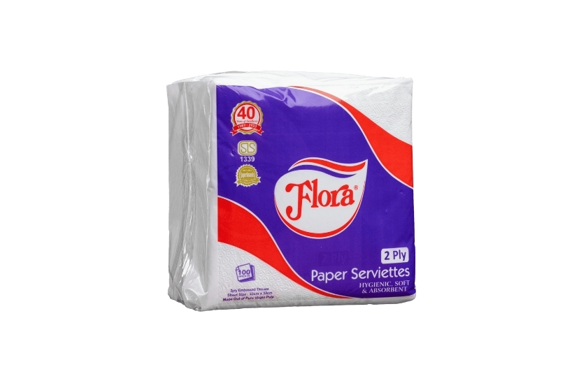 FLORA PAPER SERVIETTES 2PLY 100S