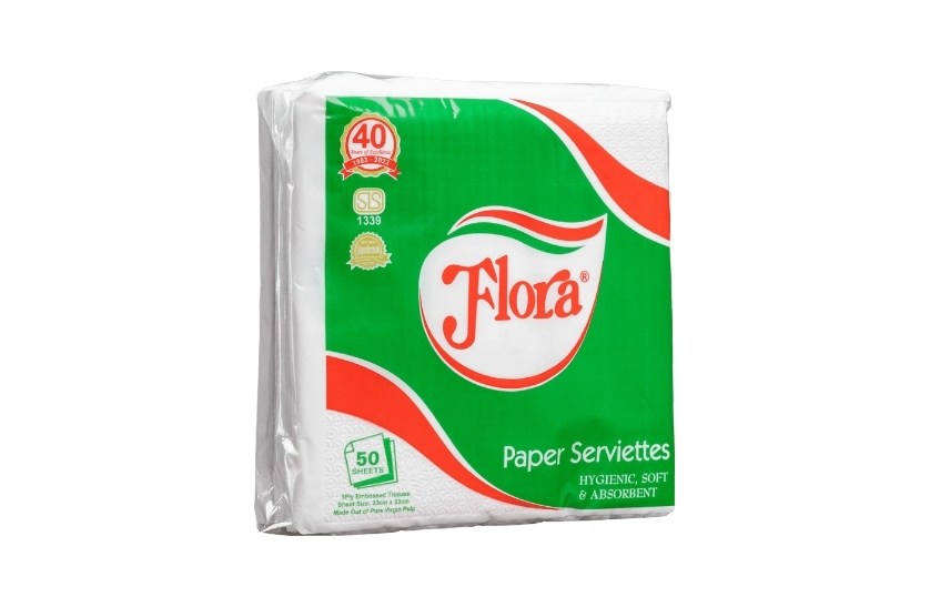 FLORA PAPER SERVIETTS 50PCS