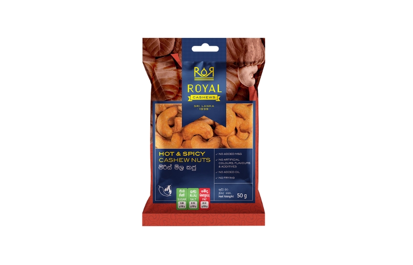 ROYAL HOT AND SPICY CASHEW NUTS 50G