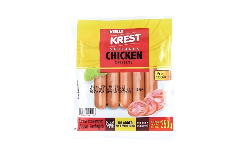 KEELLS KREST CHICKEN SAUSAGES SKINLESS 250G