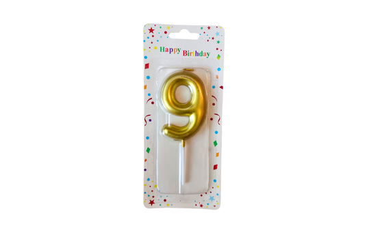 METTALIC BALLOON NUMBER CANDLE - GOLD