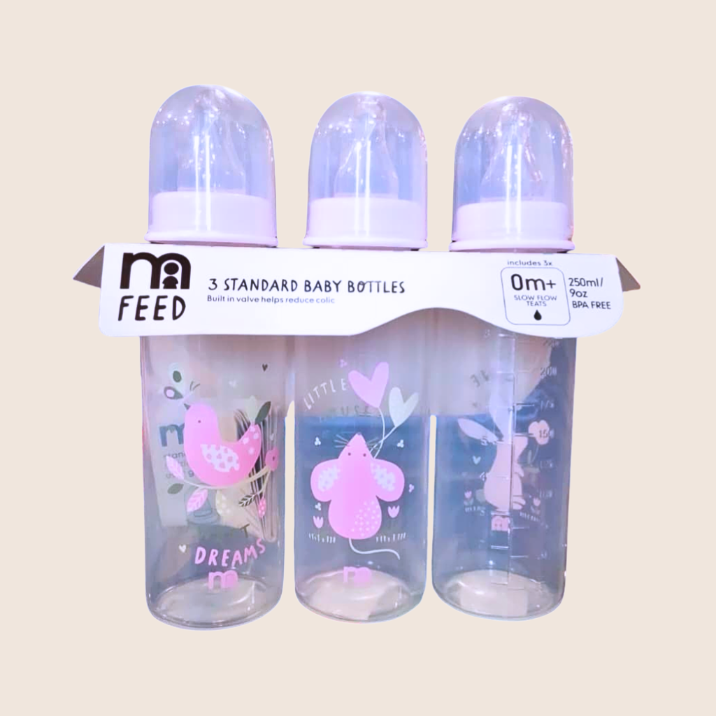 MOM FEED 3 STANDARD BABY BOTTLES 