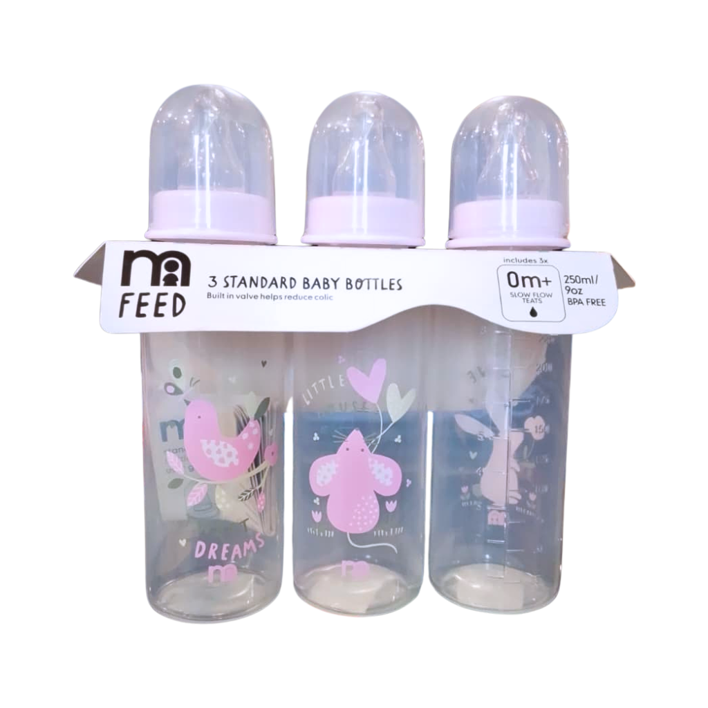 MOM FEED 3 STANDARD BABY BOTTLES 