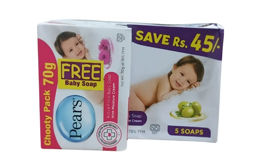 PEARS PURE & GENTLE 5 SOAP PACK + PEARS CHOOTY SOAP 70G FREE
