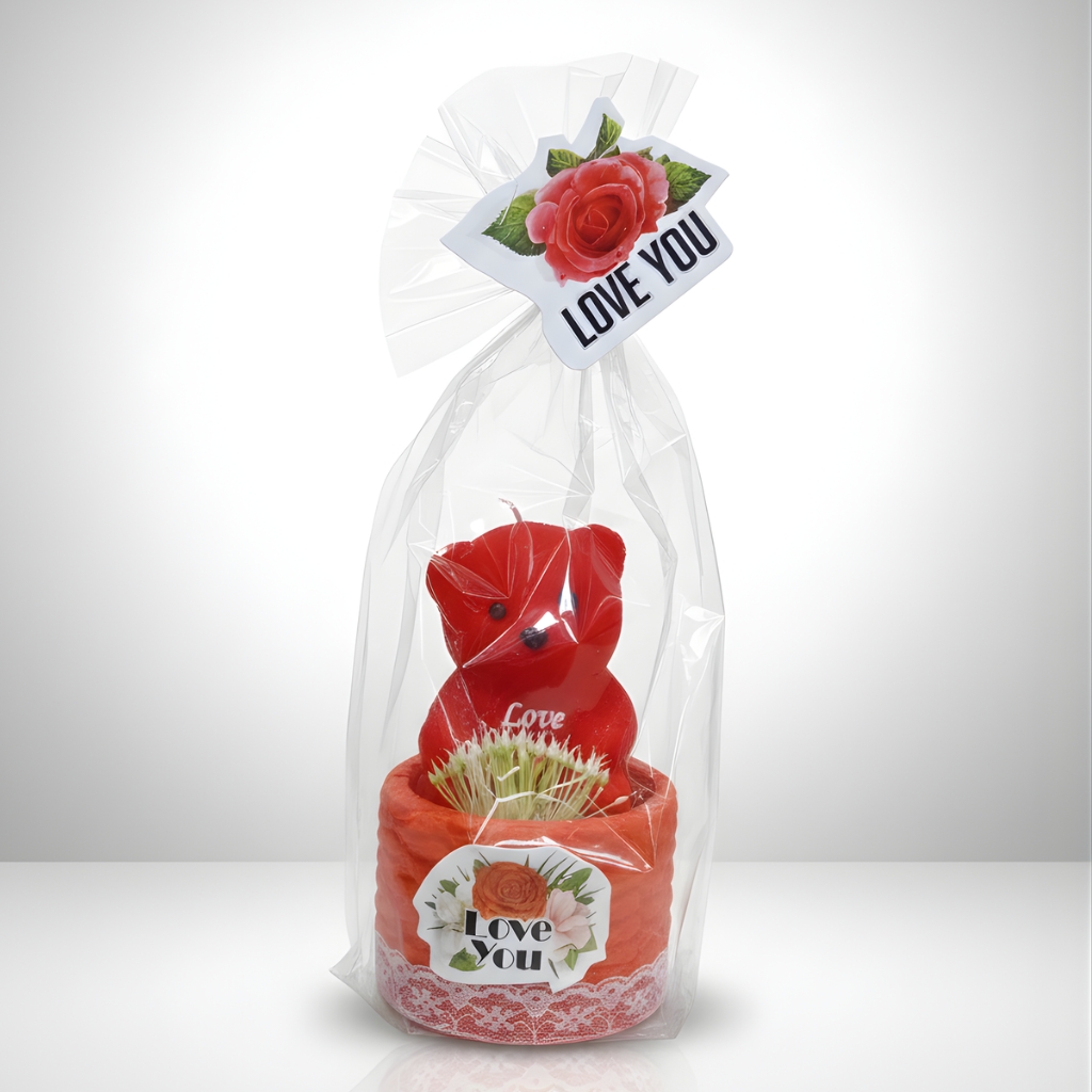 RED BEAR WITH RED STAND