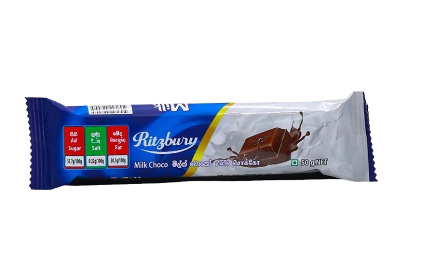 RITZBURY CHOCO BAR MILK 50G 