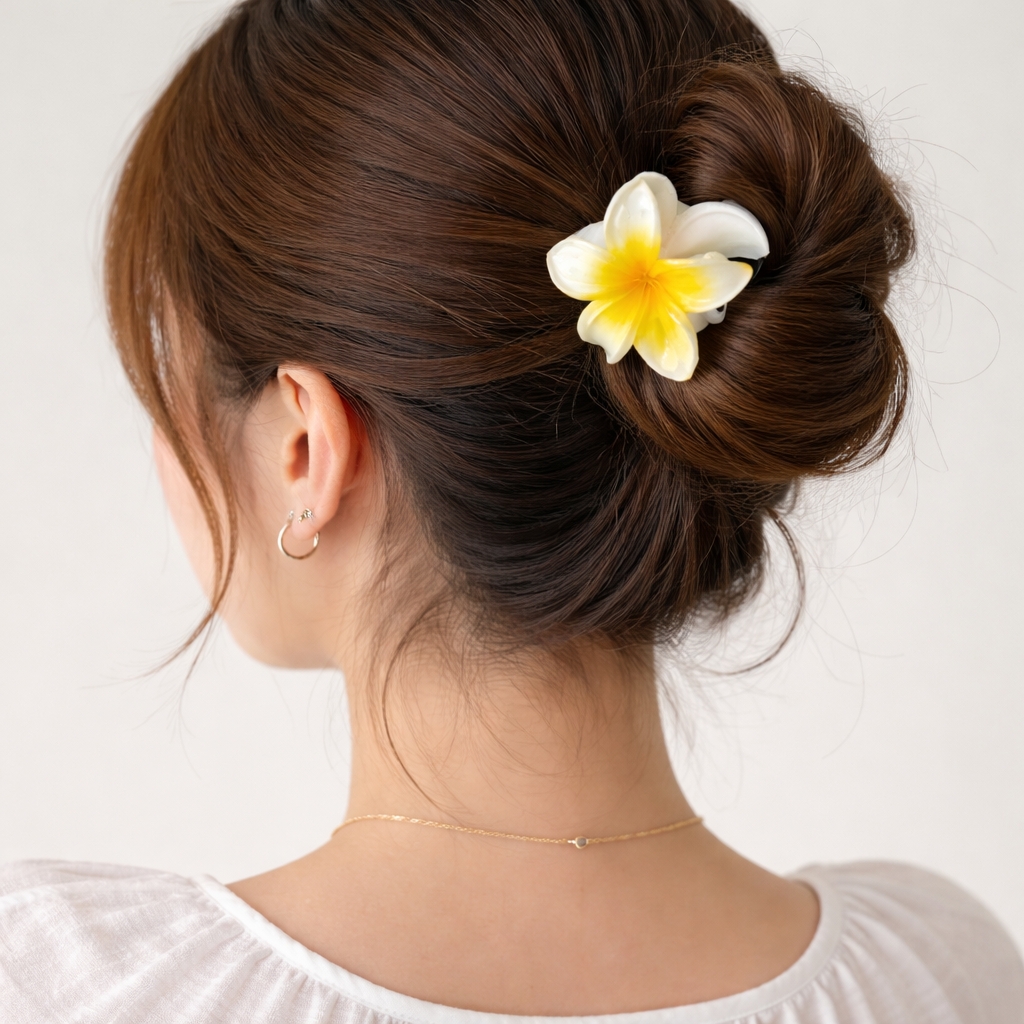 SMALL TRANSPARENT ARALIYA (PLUMERIA) FLOWER HAIR CLIP