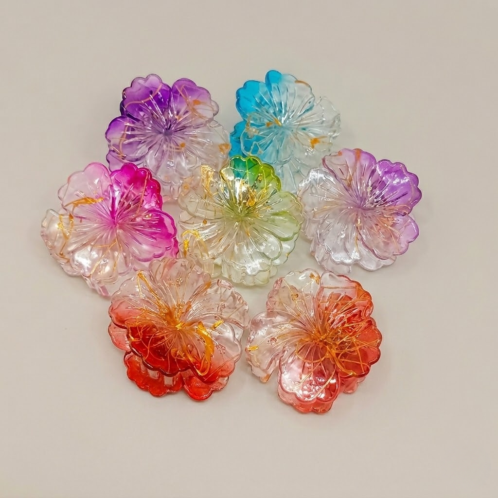 TRANSPARENT HIBISCUS FLOWER HAIR CLAW CLIP