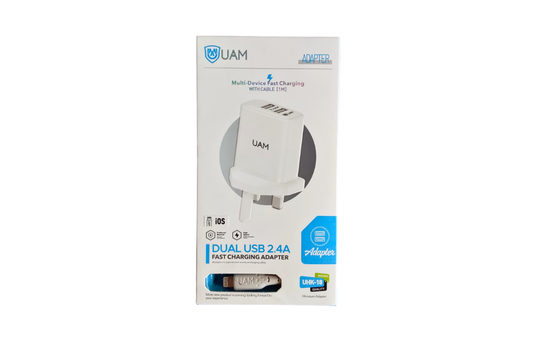 UAM DUAL USB 2.4A FAST CHARGING ADAPTER IOS