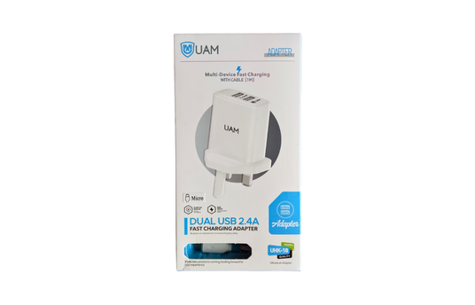 UAM DUAL USB 2.4A FAST CHARGING ADAPTER MICRO