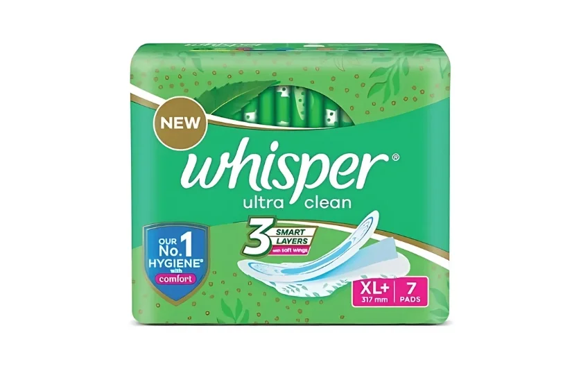 WHISPER HYGIENE + COMFORT XL+ SANITARY PADS 7 PADS