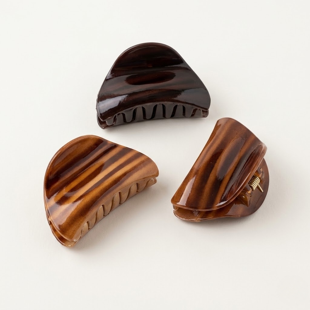 WOOD-GRAIN ACETATE HAIR CLAW